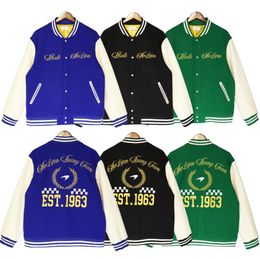 Mens Jacket Rhude Vintage Wollen Baseball Jersey geborduurde brief Baseball jas Pilootjas