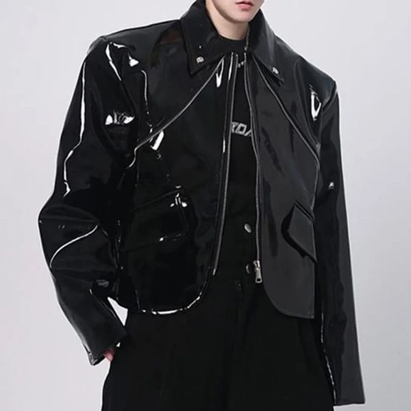 Veste pour hommes veste en cuir brillant beau scénario de performance