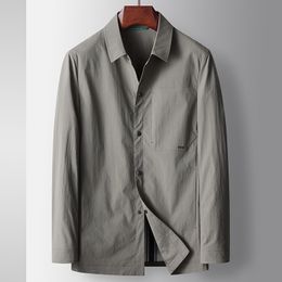 Mens Jacket Spring en Autumn Youth Luxury Business Micro Elastic Jacket Casual Shirt Version Rapel Non Iron Vinement Coat