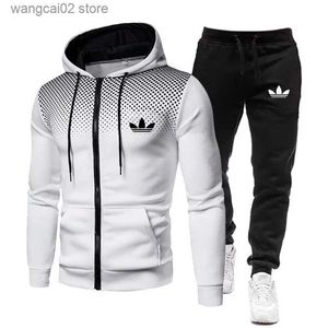 Mens Jacket trainingspakken twee stukken pakken winterprint ritssluiting sweatshirt sweatshirt casual fitness wol sportbroek sets t231019