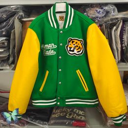 Jackets para hombre 2023 Cazón de chaqueta verde hecha por humanos Mujeres Mujeres Gruesas Tiger Bordado de cuero Uniforme de béisbol 230213