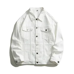 Vestes pour hommes 2024 automne hommes surdimensionné blanc Denim veste Streetwear coton décontracté tout-match haute qualité Jean manteaux mâle bleu vert noir