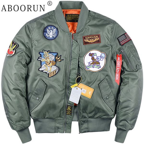Vestes pour hommes ABOORUN hiver mode MA1 Bomber Air Force pilote Combat vers le bas coton manteaux pour homme 221129