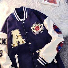 Hommes Vestes Lettres Américaines Serviette De Haute Qualité Brodé Veste Manteau Hommes Rue Hip Hop Rétro Baseball Uniforme Couple Casual Lâche Veste 221006