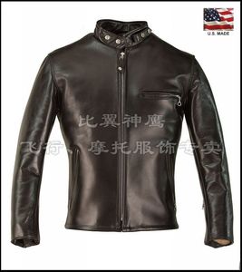 Herenjassen Amerikaans Schott Coffee Knight Stand-Up Collar Motorcycle Horse Lederen jas