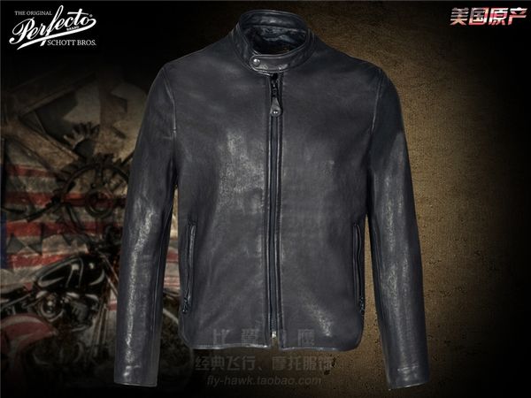 Jackets para hombres American Schott Lamb Skin Coffee Knight Collar Motorcycle Chaqueta