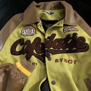 Vestes pour hommes style américain coupe-vent serviette broderie manteaux vêtements vintage veste en cuir Y2k couleur correspondant uniforme de baseball 230804