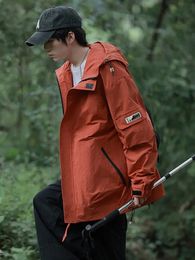 Vestes d'automne décontractées pour hommes, mode coréenne, extérieur, tissu en Nylon, multi-poches, manteaux coupe-vent à capuche, 231129