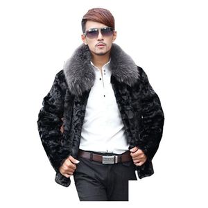 Vestes pour hommes en faux manteau plus taille fourrure men le collier de rotation hiver