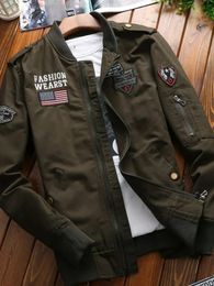 Vestes pour hommes Bomber Jacket Hommes Mode Casual Coupe-vent Manteau Printemps et Automne Outwear Stand Slim Militaire Broderie 231129