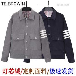 Vestes pour hommes BROWIN TB veste rayée en velours côtelé veste décontractée coréenne manteau à revers épaissi à quatre barres