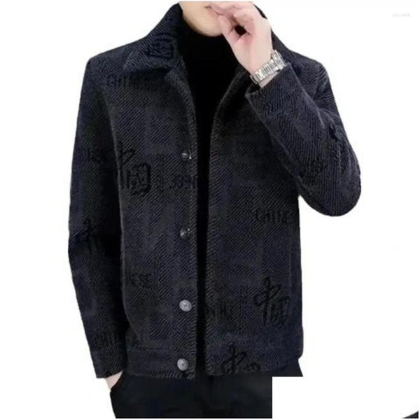 Chaquetas para hombre Abrigo con botones para hombre Chaqueta tipo cárdigan con estampado chino Cálido y elegante Otoño / Invierno con cuello vuelto Manga larga Drop Deliver Othck