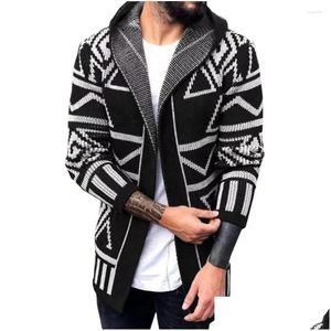 Vestes pour hommes Cardigan Pull Automne Et Hiver Long Manteau Noir Blanc Sweat À Capuche Mâle Tops Manteaux Manteaux Drop Livraison Vêtements Vêtements Dhgm2