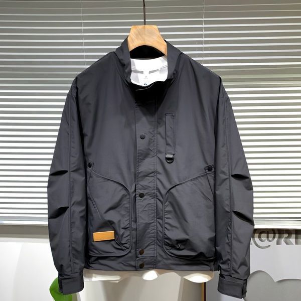 Hommes Vestes Cargo Bomber pour Hommes Streetwear Casual Slim Mode Col Montant Manteaux Tops Homme Marque Coupe-Vent Noir Beige 230809