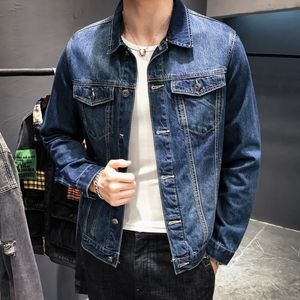 Hommes Vestes Casaca Hombre Hommes Mode Vintage Denim Manteau Mince Solide Couleur Casual Jeans Revers Col Mâle Vêtements pour 230804