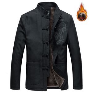 Chaquetas para hombre ropa tradicional china traje Tang dragón bordado Kung Fu Wing Chun Tops espesado cálido 221129