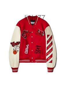 Vestes pour hommes Designer Off White Coupe-vent Varsity Vintage Lâche Longue Baseball Hip Hop Harajuku Offs Lettre Broderie Streetwear Gb59b5cryh81 x WO73