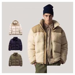 Designador de chaquetas para hombres Puffer de invierno Winter Fleece Stand Collar North Parka Down Coats Fur Coat Men Cálido de cordero engrosado Entrega Dholu