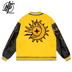 Hommes Vestes Broderie Bomber Veste Hommes Femmes Soleil Lettre Flocage Lâche Casual Patchwork Manteau Unisexe High Street Varsity Baseball Outwear 230729