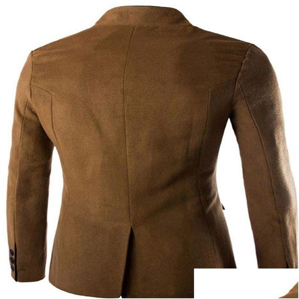 Chaquetas para hombre Otoño-Otoño Invierno Moda Nuevo estilo juvenil Lana coreana Hombres Collar Ocio Pequeña túnica china Fl Traje Abrigos masculinos Drop Del Dhusl