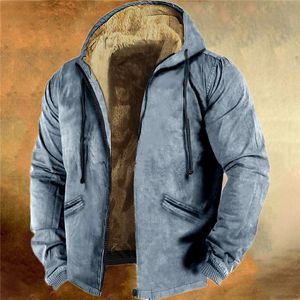 Vestes pour hommes automne hiver chaud épais doublure en laine veste manteau décontracté fermeture éclair manches longues à capuche Vintage Design hommes vêtements d'extérieur 231127