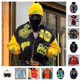 Jackets de la marca Fashion Fashion Jacket Vintage Vintage Flow Long Baseball Mans Hip Hop Autumn Varsity Casual Warm Bomber Polyester Clothing