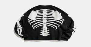 Herenjassen Mode High Street BONE Bones Gewaad Jas Vest Skeletribben Afdrukken Casual Uitloper Streetwear trui4581325