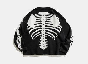 Vestes pour hommes mode High Street Bone Bones Robe Coat Cardigan Skeleton Ribs Impression de streetwear décontracté Sleater4377258