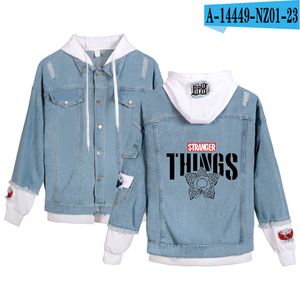 Heren Jassen Fashion Stranger Things Denim Stitching Autumn Coat Young People Hoodies Spring Long Sleeve Hoodies 221129