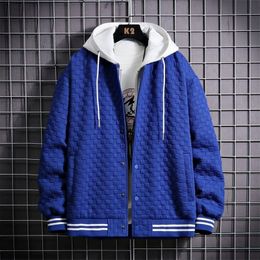 Mens Jackets Fashion Trend Single Breasted Casual Bomber Baseball Hooded Vintage Simple Streetwear Wind Breaker 220930