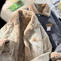 Herenjassen Hong Kong-stijl Retro Corduroy Jas Y2k Wintermode Los Lam Casual Joker Cottonpadded Jas voor mannen en vrouwen Top 231127