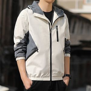 Heren Jackets Hooded Wind Breakher Lichtgewicht Zip Up Hoodie Jacket Patchwork Fashion Clothing Streetwear Trends Coats 220930