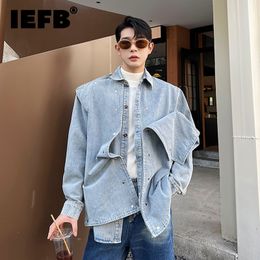 Hommes Vestes IEFB Style Coréen Rue Denim Manteau Tendance Versatile Survêtement Personnalité Spliced Vêtements Vintage Jean Cardigan 9C1536 230818