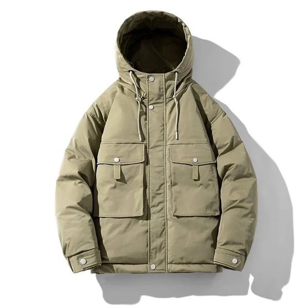 Mens Jackets Style coréen veste d'hiver hommes japonais rétro à capuche coton rembourrage manteau grande taille décontracté épaissir chaud Parkas coupe-vent 231208