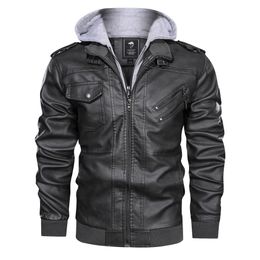Vestes pour hommes en cuir automne décontracté moto veste pute-couches veste de veste de la taille de la taille de la taille hiver