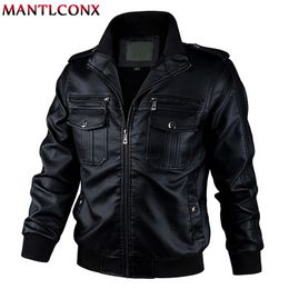 Vestes pour hommes MANTLCONX automne printemps moto veste en cuir coupe-vent mode PU vêtements d'extérieur chaud motard 5XL 6XL 230222