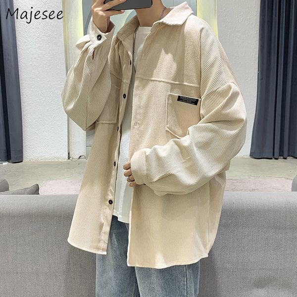 Hommes Vestes Hommes Velours Côtelé Outwear Automne BF Simplement Casual Baggy Allmatch Ados Vêtements À Manches Longues Streetwear Mode Japonaise Kpop 230804