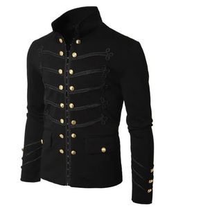 Heren Jassen Mannen Vintage Militaire Gothic Jas Geborduurde Knoppen Effen Kleur Top Retro Uniform Rits Bovenkleding 231018