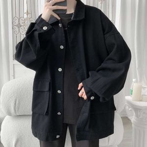 Chaquetas para hombre chaquetas para hombre de gran tamaño moda coreana Cargo Bomber 2024 Y2k bolsillos abrigos universitarios ropa informal japonesa negro