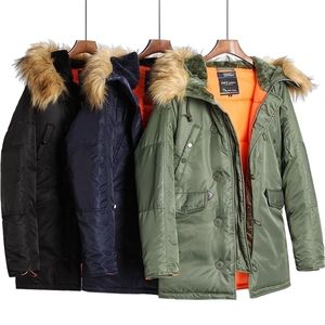 Vestes pour hommes Military Plus taille de fourrure longue longue étanche au vent en alaska parka hiver