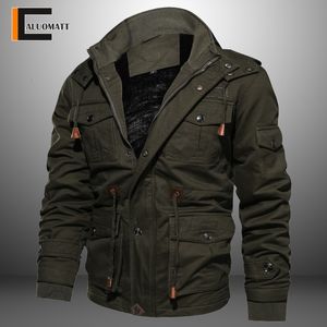 Chaquetas para hombre Chaqueta de motocicleta Abrigo de algodón Invierno Otoño Cremallera con capucha Ropa de hombre Color sólido Cálido Streetwear Militar Verde 230905