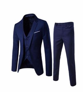 Heren Jacks Pants Vest Wedding Pak Male Blazers Slim Fit Suits Mannelijk kostuum Bedrijf Formele Party Blue Classic Black9355452