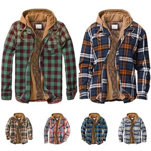 Heren Jackets geruit klassiek jasje voor mannen winter warme jas flanellen shirts sweatshirts nep tweedelig hoodie jassen kap knopen jas man 221205