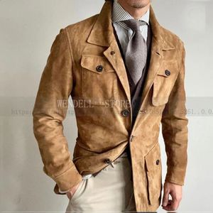 Vestes bouffantes en daim pour hommes, vêtements d'extérieur Vintage Punk, manteau décontracté sur mesure, Bombers Y2k, vêtements de luxe militaires 231110