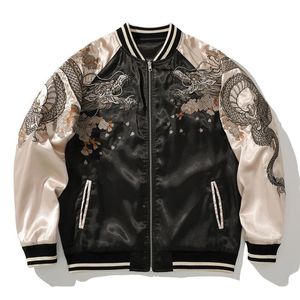 Hommes Vestes Printemps et Automne Brodé Veste Dragon Animal Baseball Uniforme Contraste Couleur Casual Couple Vêtements 230327