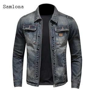 Heren Jassen Lente Herfst Eenvoudige Mannen Denim Casual Mode Slim Fit Jean Jasje Patchwork Rits Kleding 220930