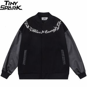 Herren Jacken Streetwear Bomber Jacke Brief Stickerei Baseball Leder Hülse Varsity Mantel Männer Harajuku Kurze 230804