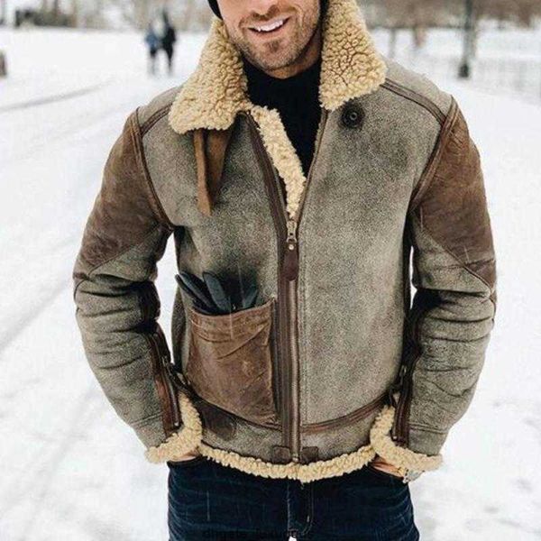 Chaquetas para hombres gruesas griegas de cuero de cuero para el invierno