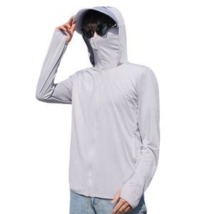 Chaquetas para hombres delgadas transpirables al aire libre upf 50 hombre manga larga protección solar camiseta con capucha de pesca al aire libre seda seda ropa solar 230815