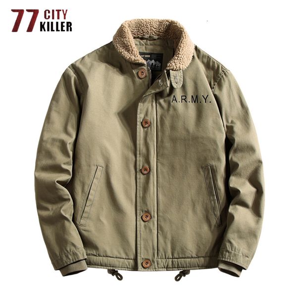 Mens Jackets Vintage hiver veste hommes épais chaud cachemire doublure Parka mâle extérieur coupe-vent militaire Bomber Chaqueta Hombre M6XL 230203